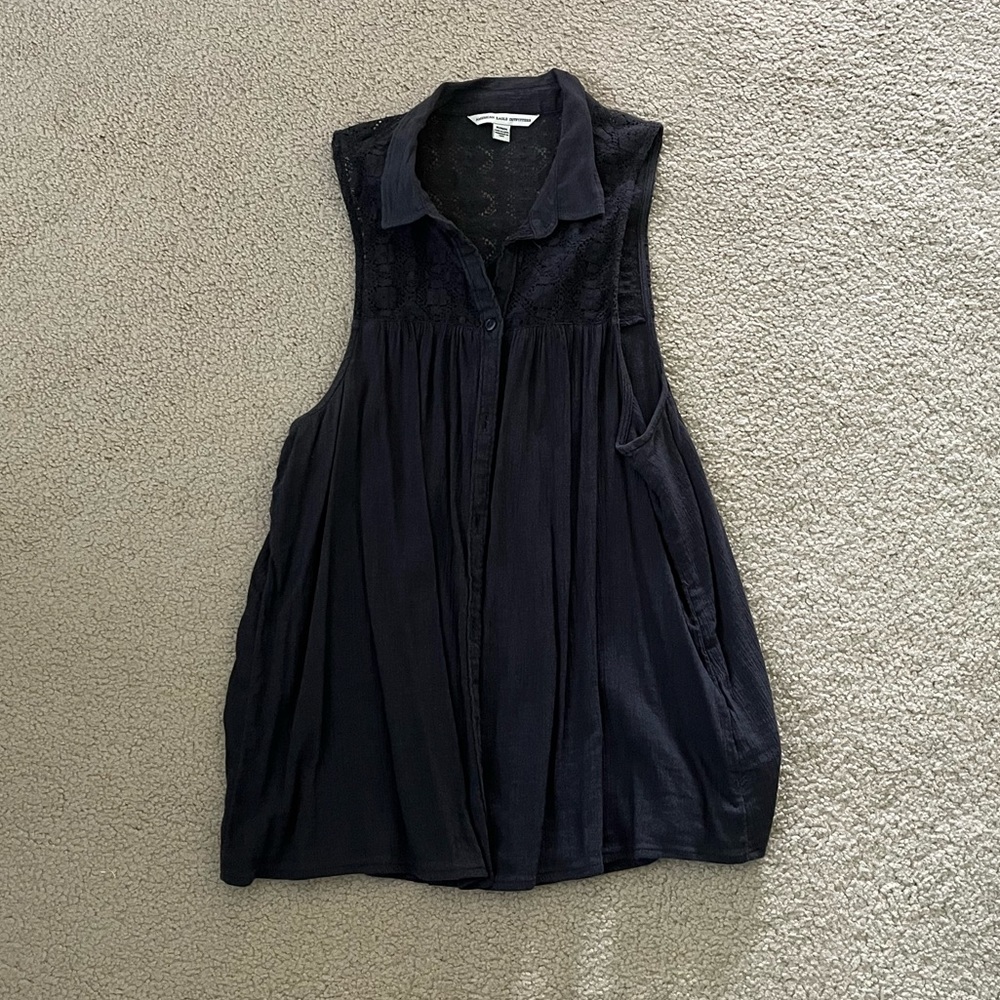 Button Up Collared Tank Top Size Medium - image 1